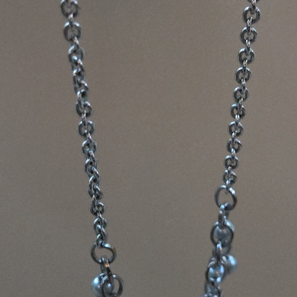 Silver Tone Bib Necklace Beads Chain Statement Layering - Picture 3 of 7